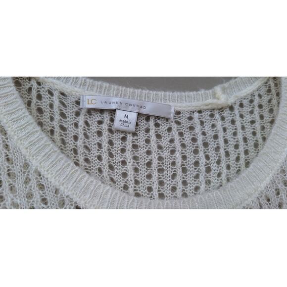 LC Fairy Ethereal Angel Lightweight Embroidered Bell Sleeves Sweater Cream M - Picture 2 of 10